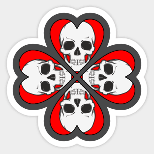 Skull four leaf heart clover birthday gift shirt 3 Sticker